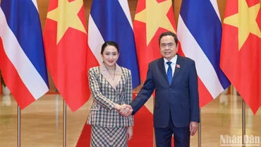 Chủ tịch Quốc hội Trần Thanh Mẫn và Thủ tướng Thái Lan Paetongtarn Shinawatra. 
