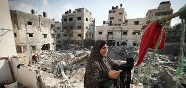 Nhà của người Palestine ở dải Gaza bị tàn phá sau các đợt không kích của Israel.