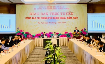 Quang cảnh Hội nghị giao ban trực tuyến công tác phi chính phủ nước ngoài năm 2022.