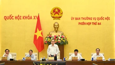 Chủ tịch Quốc hội Trần Thanh Mẫn và các Phó Chủ tịch Quốc hội dự và chủ trì phiên họp.