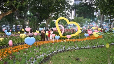 Du khách tham quan Hội hoa xuân Tao Đàn 2024.