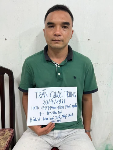 Đối tượng Trần Quốc Trung tại Cơ quan Công an.