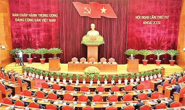 Kỳ họp Hội nghị lần thứ tư Ban Chấp hành Trung ương Đảng khóa XIII. (Ảnh ĐĂNG KHOA)