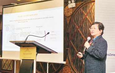 PGS, TS, BS Lê Thị Tuyết Lan trình bày trong Hội thảo khoa học nhân ngày mạng lưới Quản lý hen và bệnh phổi tắc nghẽn mạn tính COPD trong cộng đồng (Asthma Community Out patient Care Unit-ACOCU) và ngày COPD toàn cầu 2022.
