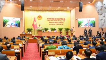 Quang cảnh khai mạc Kỳ họp thứ 20, Hội đồng nhân dân Thành phố Hà Nội khóa XVI, nhiệm kỳ 2021-2026.