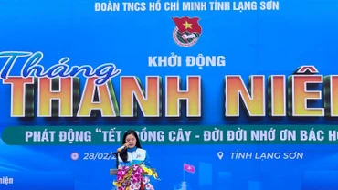 Bí thư Tỉnh đoàn Lạng Sơn, Định Thị Anh Thư phát động Tháng Thanh niên năm 2024.