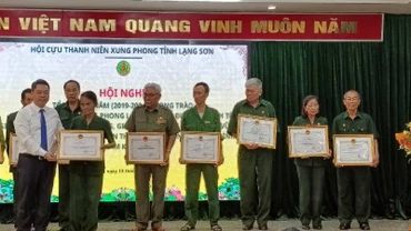 Phó Chủ tịch Ủy ban nhân dân tỉnh Lạng Sơn, Đoàn Thanh Sơn, tặng Bằng khen của Chủ tịch Ủy ban nhân dân tỉnh cho các tập thể và cá nhân có thành tích xuất sắc trong phong trào thi đua làm kinh tế giỏi.