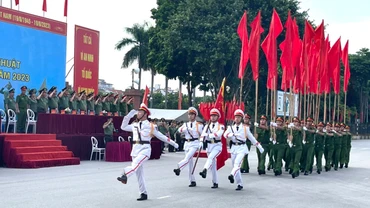 Khai mạc hội thi Điều lệnh, quân sự, võ thuật, công an tỉnh Ninh Bình năm 2023. (Ảnh: Xuân Trường)