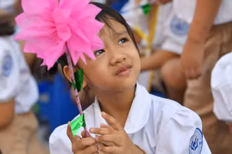 Học sinh Trường tiểu học Linh Đàm, Hà Nội. (Ảnh THẾ ĐẠI)
