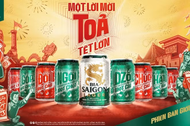 8 lon bia phiên bản giới hạn của Bia Saigon Lager, 8 lời mời Tết thân quen khởi đầu cho những cuộc gặp gỡ và gắn kết sum vầy ngày Tết của người Việt.