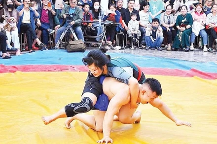 Giải vật hội làng Triều Khúc thu hút đông đảo khán giả.