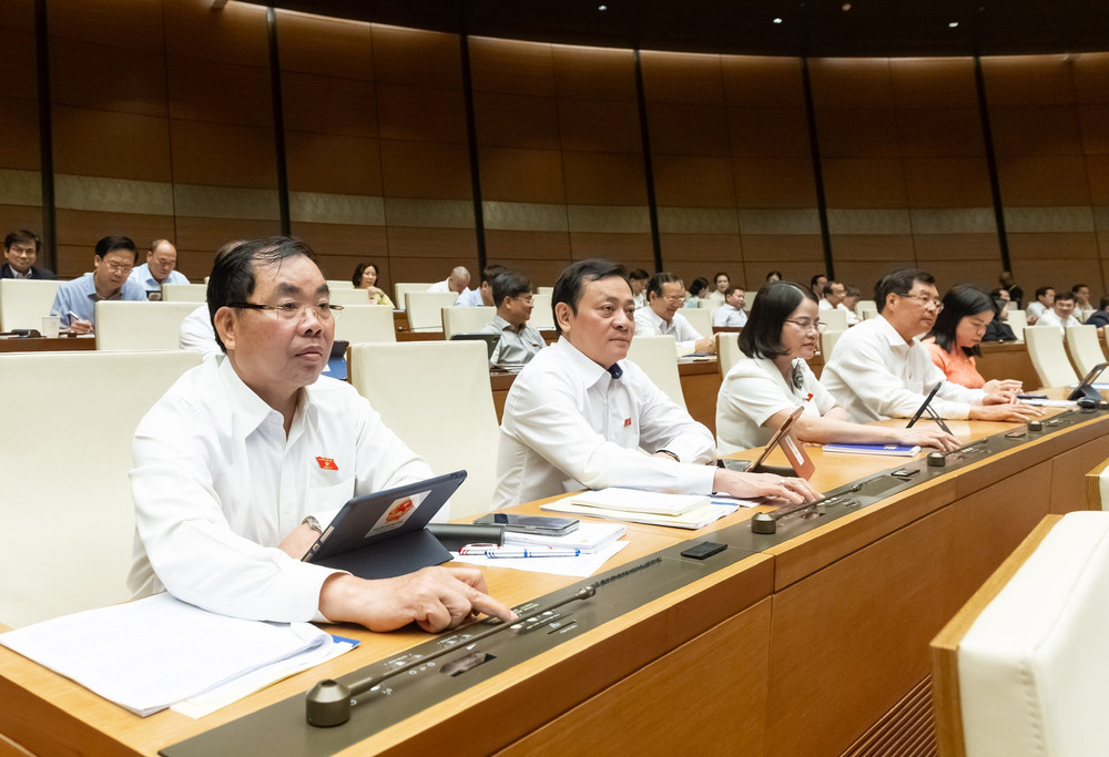 Các đại biểu Quốc hội biểu quyết thông qua Nghị quyết của Quốc hội về việc sửa đổi, bổ sung một số điều của Hiến pháp năm 2013. (Ảnh: ĐĂNG ANH) 9.jpg