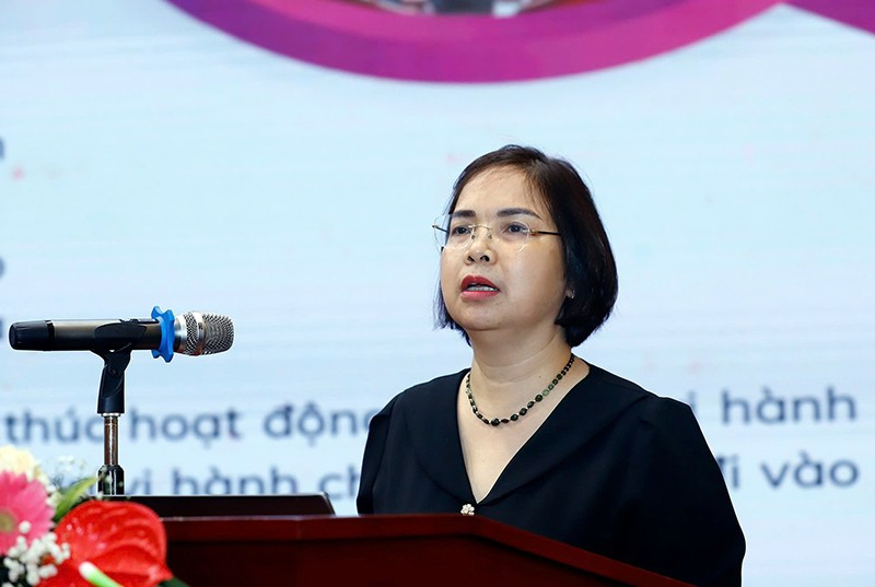 Bà Đoàn Thị Thanh Mỹ, Phó Cục trưởng Cục Quản lý đất đai, phát biểu tại Hội nghị. thanhmy.jpg