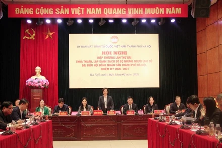 Quang cảnh hội nghị Hiệp thương lần thứ hai do Ủy ban Mặt trận Tổ quốc Việt Nam thành phố Hà Nội tổ chức.