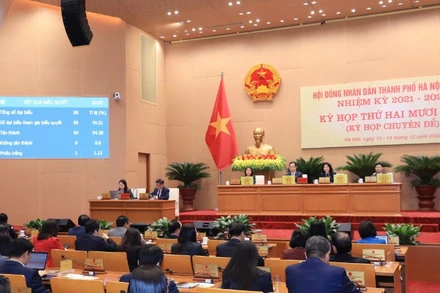 Quang cảnh ngày làm việc thứ hai của kỳ họp thứ 29 của Hội đồng nhân dân thành phố Hà Nội