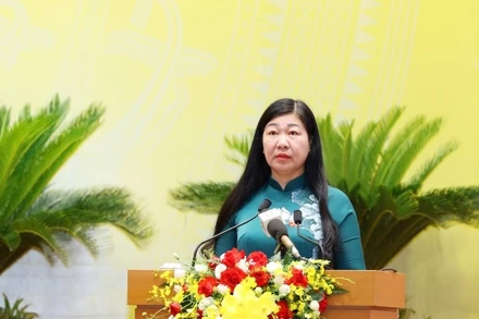 Chủ tịch Ủy ban Mặt trận Tổ quốc thành phố Hà Nội Nguyễn Lan Hương.