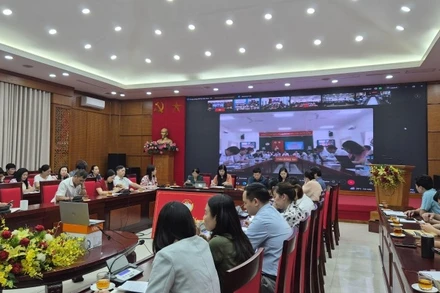 Quang cảnh hội nghị trực tuyến toàn quốc về công tác Mặt trận.