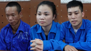 Đối tượng Dương Tiến Tú, Nguyễn Thị Phương, Nguyễn Hữu Tráng (từ trái sang).
