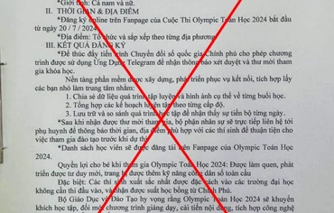 Văn bản trên mạng xã hội giả mạo Bộ Giáo dục và Đào tạo mời tham gia Olympic Toán học.
