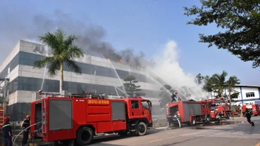 Diễn tập phòng cháy, chữa cháy, cứu hộ, cứu nạn năm 2024 do tỉnh Nam Định tổ chức. (Ảnh: XUÂN TRƯỜNG)