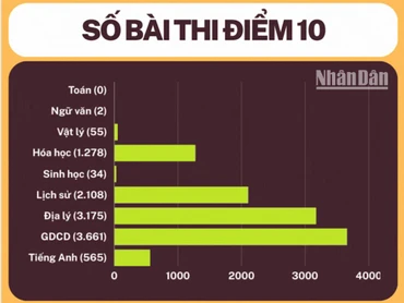 [Infographic] Số lượng điểm 10 thi tốt nghiệp THPT năm 2024