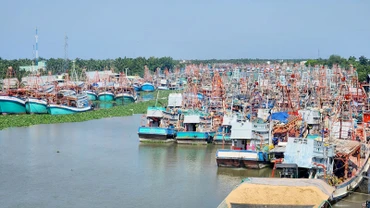 Tàu cá neo đậu tại huyện Châu Thành, tỉnh Kiên Giang.