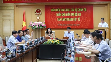 Đoàn kiểm tra số 887 của Bộ Chính trị làm việc cùng Ban cán sự Đảng Bộ Y tế. (Ảnh: Moh)