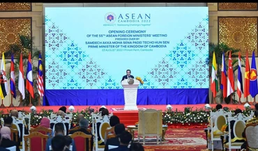 Thủ tướng Campuchia Samdech Techo Hun Sen đọc diễn văn khai mạc Hội nghị