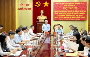 Đồng chí Đỗ Văn Chiến, Ủy viên Bộ Chính trị, Bí thư Trung ương đảng, Chủ tịch Ủy ban Trung ương Mặt trận Tổ quốc Việt Nam, Trưởng đoàn kiểm tra phát biểu tại hội nghị.