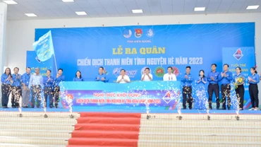 Nghi thức khởi động Chiến dịch Thanh niên tình nguyện hè tỉnh Kiên Giang năm 2023.