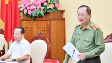 Thượng tướng, PGS, TS Nguyễn Văn Thành phát biểu tại buổi khảo sát.