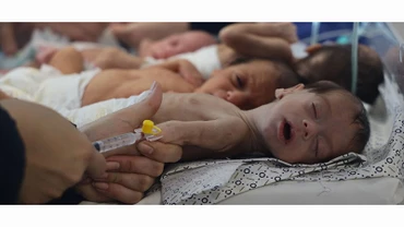 Trẻ sơ sinh tại bệnh viện Al-Shifa, Dải Gaza, được chuẩn bị sơ tán. Ảnh: UNICEF.