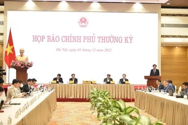 Bộ trưởng, Chủ nhiệm Văn phòng Chính phủ Trần Văn Sơn, Người phát ngôn của Chính phủ thông tin với báo chí về một số nội dung nổi bật phiên họp Chính phủ thường kỳ tháng 11. Ảnh: VGP/Quang Thương