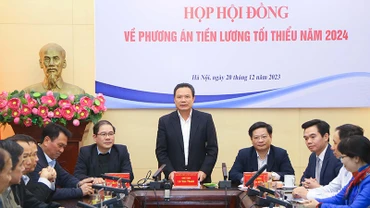 Phiên họp Hội đồng Tiền lương quốc gia ngày 20/12. (Ảnh: Tống Giáp)