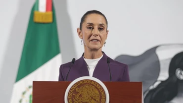 Tổng thống Mexico Claudia Sheinbaum phát biểu trong cuộc họp báo tại Cung điện Quốc gia ở thành phố Mexico, Mexico. (Ảnh: Tân Hoa xã)