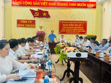 Đoàn kiểm tra số 7 của Tiểu Ban bảo vệ chính trị nội bộ Trung ương làm việc với Tỉnh ủy Bình Thuận.