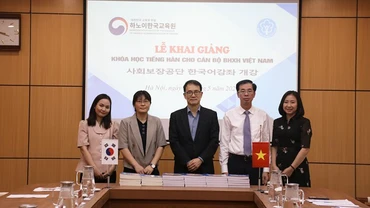Lễ khai giảng khóa học tiếng Hàn dành cho cán bộ của Bảo hiểm xã hội Việt Nam ngày 14/5/2024. (Ảnh: VSS)