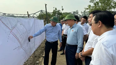Chủ tịch Hội đồng nhân dân thành phố Nguyễn Ngọc Tuấn khảo sát khu vực đất bãi ven sông thuộc địa bàn phường Phúc Xá (quận Ba Đình, Hà Nội)