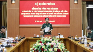 Đại tướng Phan Văn Giang phát biểu chỉ đạo tại buổi làm việc. (Ảnh: Mod)