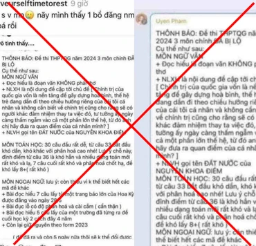 Thông tin "lộ đề" lan tràn trên mạng (Ảnh: Bộ Giáo dục và Đào tạo)