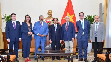 Bộ trưởng Ngoại giao Bùi Thanh Sơn tiếp các Hạ nghị sỹ Hoa Kỳ do ông Ami Bera, Chủ tịch Tiểu ban Châu Á - Thái Bình Dương, Hạ viện Hoa Kỳ dẫn đầu. (Ảnh: Báo quốc tế)