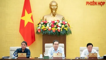 Chủ tịch Quốc hội Trần Thanh Mẫn phát biểu ý kiến tại phiên họp. (Ảnh ĐĂNG ANH)