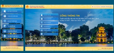Giao diện Cổng thông tin tuyển sinh của Hà Nội.
