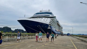 Siêu du thuyền Celebrity Solstice (quốc tịch Malta) đưa khách quốc tế đến Hạ Long trong sáng 13/11.