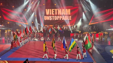 Quang cảnh lễ khai mạc Giải Taekwondo Cảnh sát Châu Á mở rộng năm 2024. 