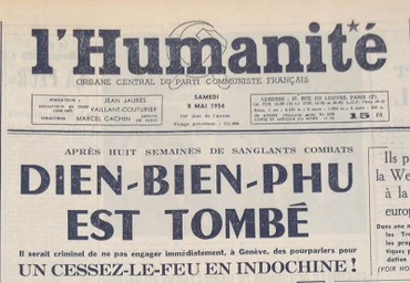 Báo Nhân đạo, số ra ngày 8/5/1954, có nhiều tin, bài viết về thất bại của quân Pháp ở Điện Biên Phủ.