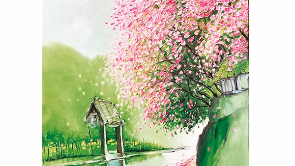 Xuân về. Tranh: LÊ THANH SƠN