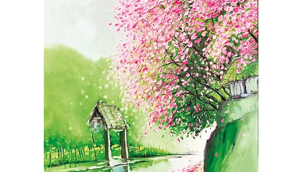 Xuân về. Tranh: LÊ THANH SƠN