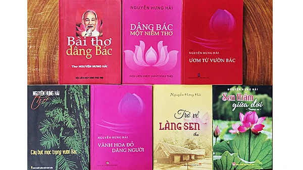 Một số tập thơ viết về Bác Hồ của nhà thơ Nguyễn Hưng Hải, thể hiện lòng kính yêu và cảm hứng thiêng liêng từ Người.