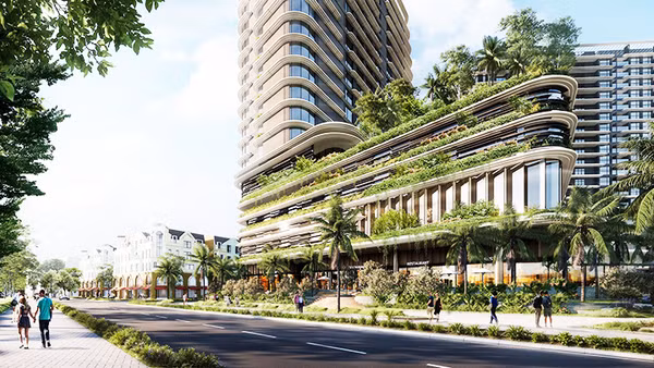 Không gian cảnh quan của tổ hợp khách sạn cũng được chú trọng với hình thái kiến trúc xanh, mang đậm bản sắc văn hóa miệt vườn miền Tây Nam Bộ.